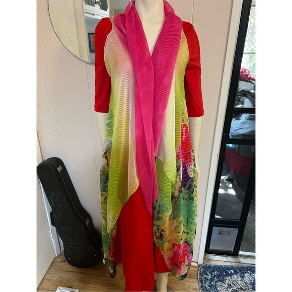 Princess Cruises Colorful Pleated Floral Kimono Cover Up OSFM - Picture 1 of 9